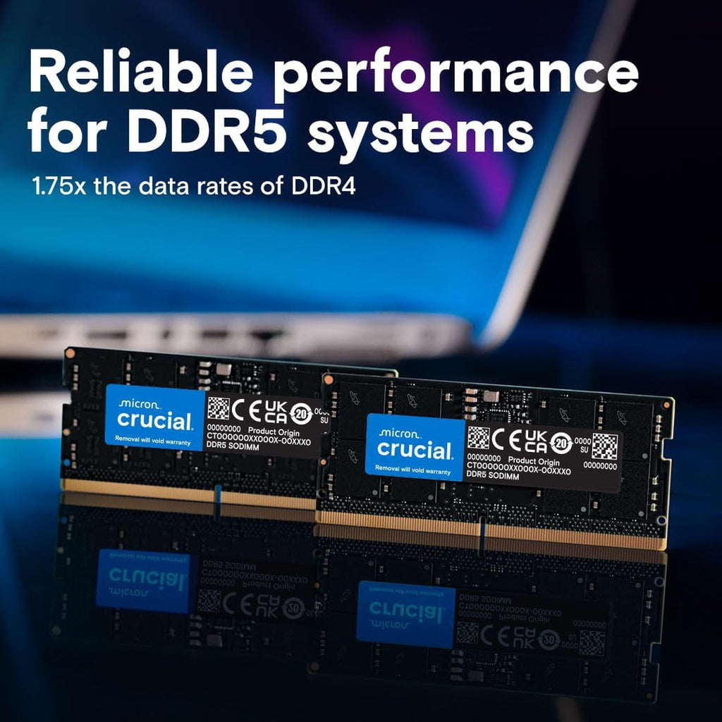 Crucial DDR5 RAM 16GB 4800MHz SODIMM CL40 Mini PC Laptop CT16G48C40S5
