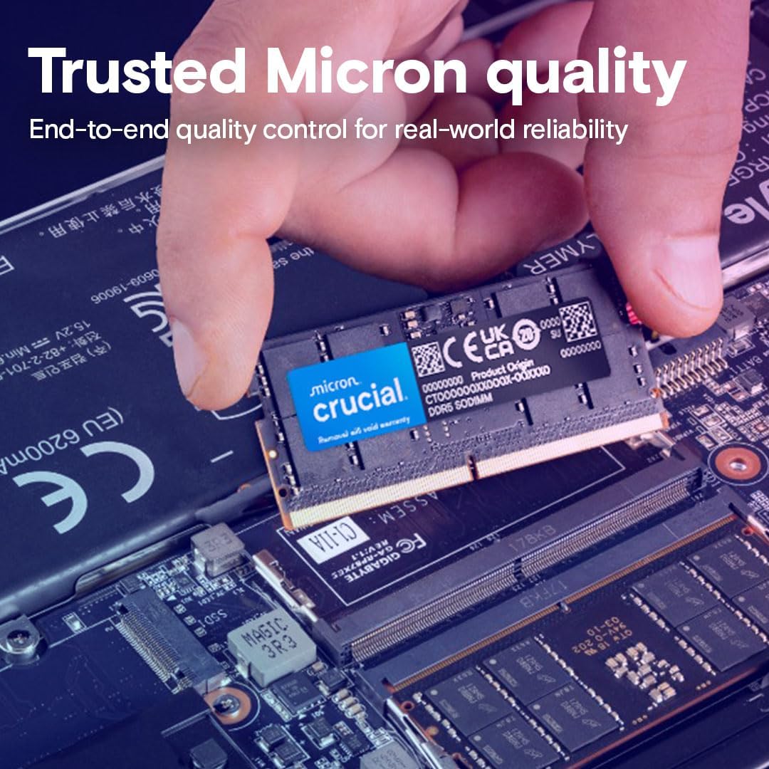 Crucial DDR5 RAM 16GB 4800MHz SODIMM CL40 Mini PC Laptop CT16G48C40S5