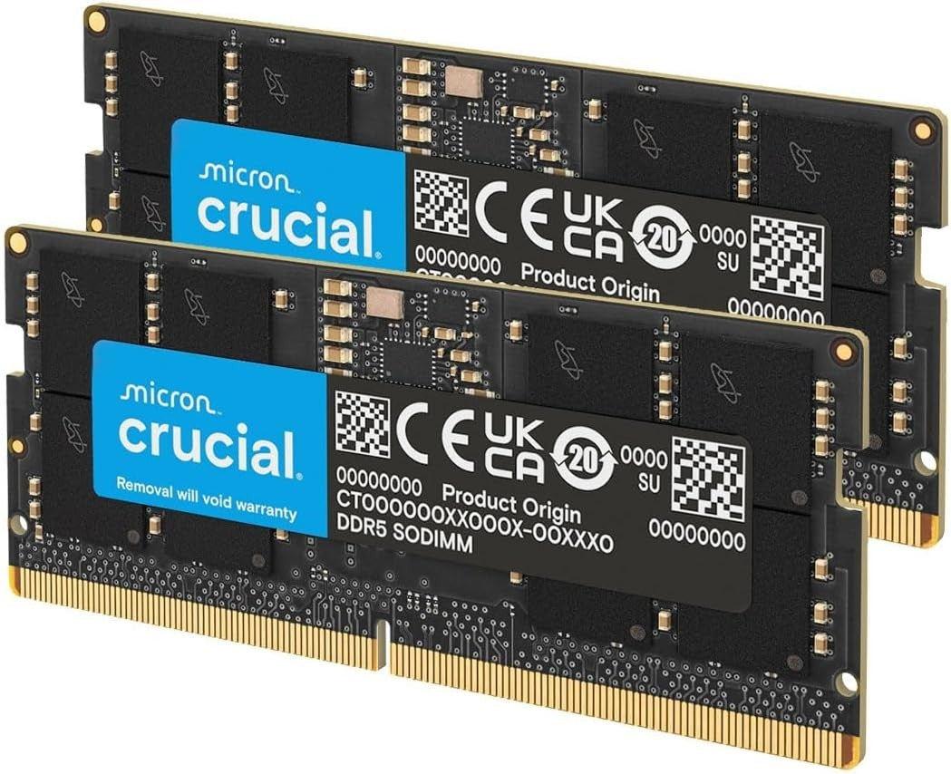 Crucial DDR5 RAM 32GB Kit (2x16GB) 4800MHz SODIMM CL40 Mini PC Laptop CT2K16G48C40S5